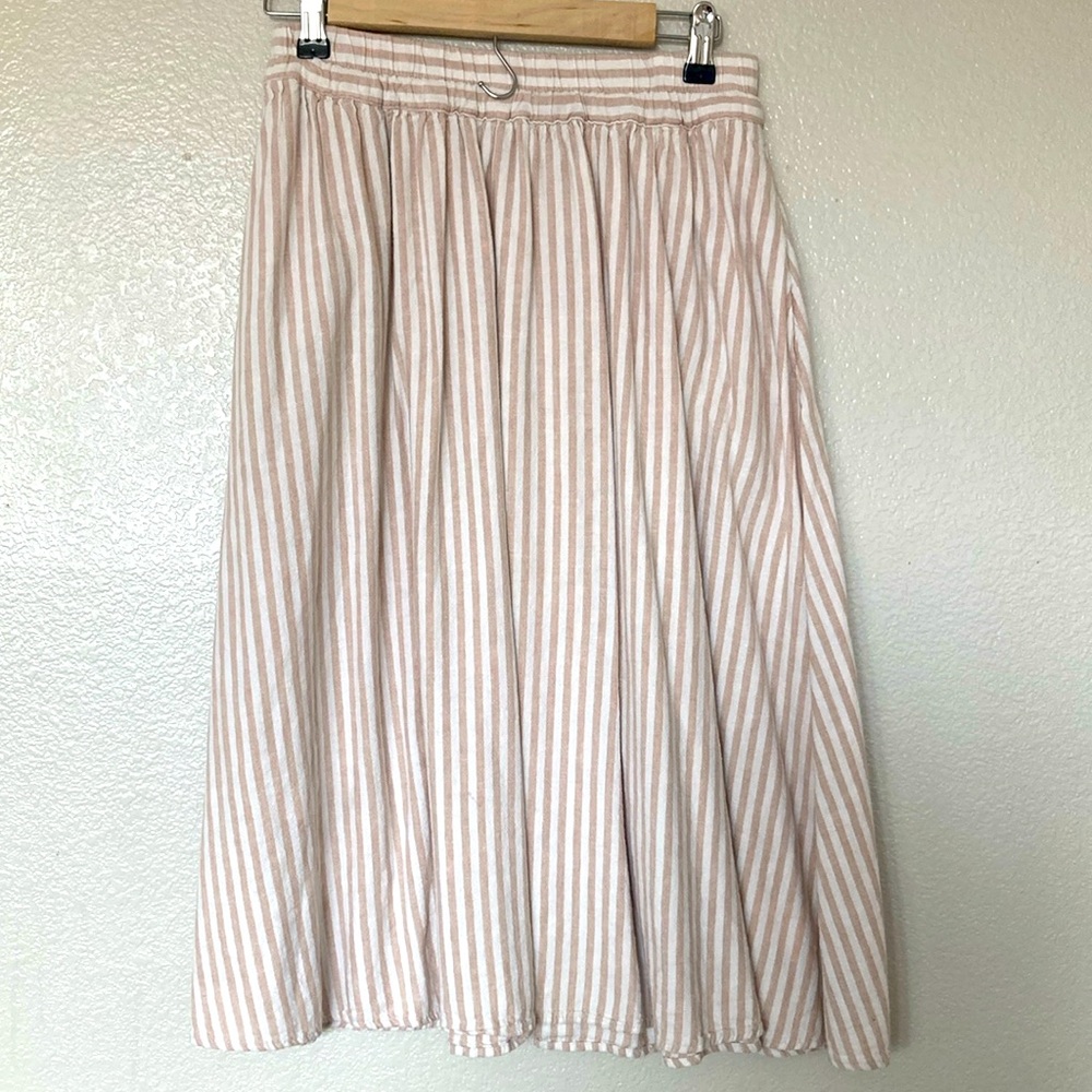 Cream & White Striped Skirt